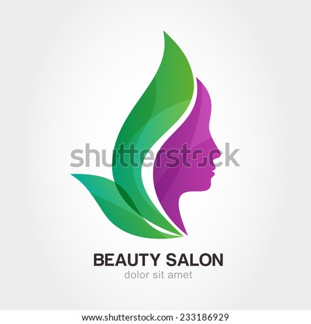 2 vector concept logo Stock Vector Design Face Abstract Womans Leaves Flower