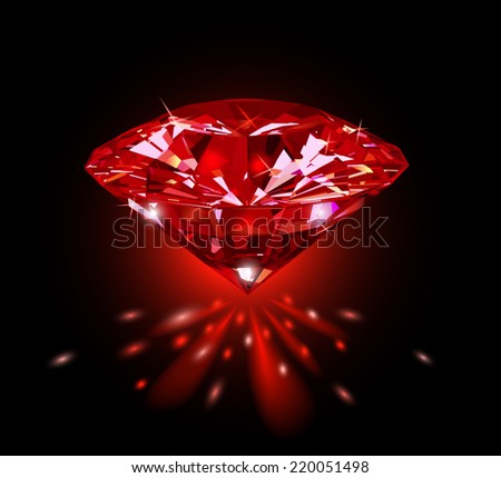 stock vector beautiful red gemstone ruby on a black background vector illustration 220051498