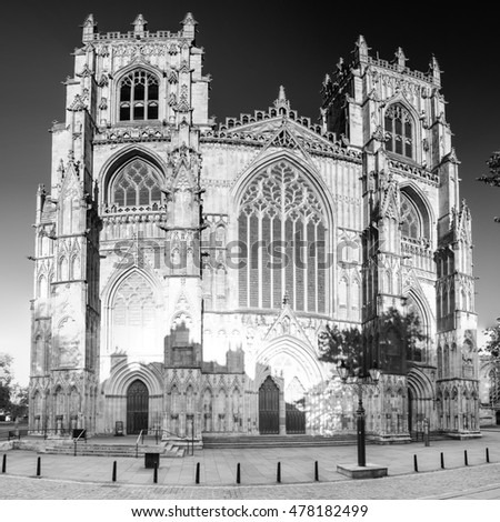 York minster west facade sqared black and white photography early english gothic York minster west facade sqared black and white photography early english gothic