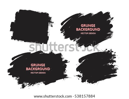 Set of black paint, ink brush strokes, brushes, lines. Dirty artistic design elements, boxes, frames for text.
