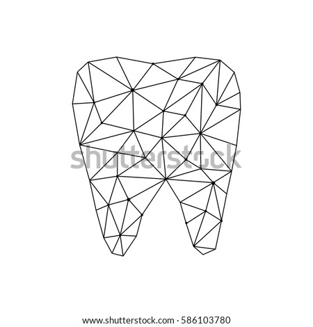 Polygonal Image Stylized Tooth Triangular Vector Stock Vector 586103780