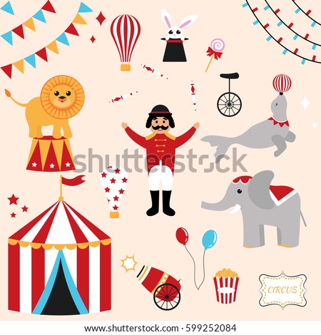 Vintage Hipster Circus Collection Carnival Fun Stock Vector 254748661 ...