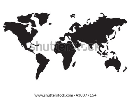 World Map Silhouette Illustration On White Stock Vector 468232535 ...