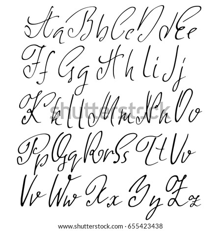 Modern Calligraphy Style Handwritten Script Alphabet Stock Vector ...