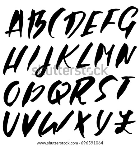 Hand Drawn Fontbrush Stroke Alphabetgrunge Style Stock Vector 141436729 ...