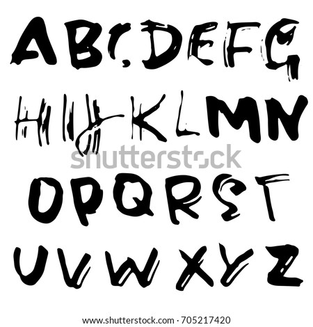 Hand Drawn Fontbrush Stroke Alphabetgrunge Style Stock Vector 141436729 ...