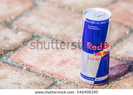 Lodz, Poland, January 01, 2017: Can of Red Bull Energy Drink