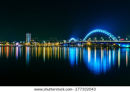 DANANG, VIETNAM, MAY 07, 2015. Dragon River Bridge ( Rong Bridge) in Da Nang, Vietnam