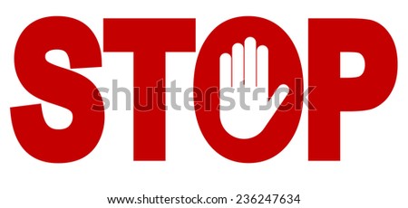 stop red octagonal stop hand sign stock vector 236247622 shutterstock