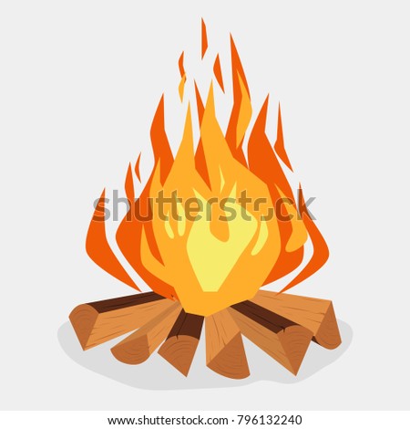 Bonfire Cartoon Style Illustration Camping Burning Stock Vector ...