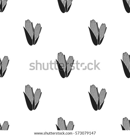 Sweet corn icon in black style isolated on white background. Canadian Thanksgiving Day pattern stock vector illustration.