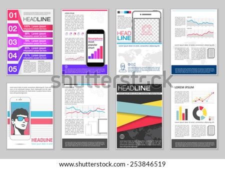 set brochure template infographic elements charts stock vector pamphlet template
