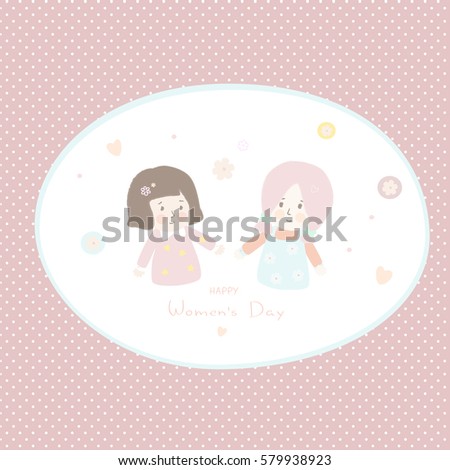 cute cartoon girl with happy women's day