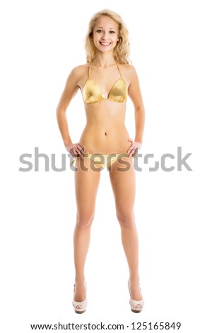 Full Frame Sexy Girl In Bikini On White Background Full Frame Sexy Girl In Bikini On White Background
