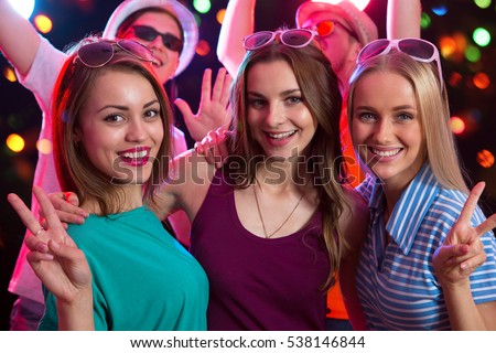 Happy Diverse Group Teenage Girls Showing Stock Photo 69656569 ...