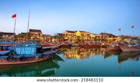 Hoi An old town in Vietnam after sunset