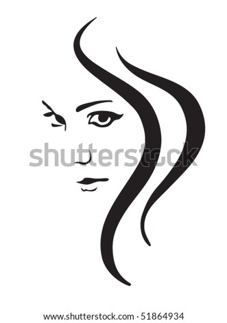 Woman Face Hair Vector Silhouette Female Stock Vector 