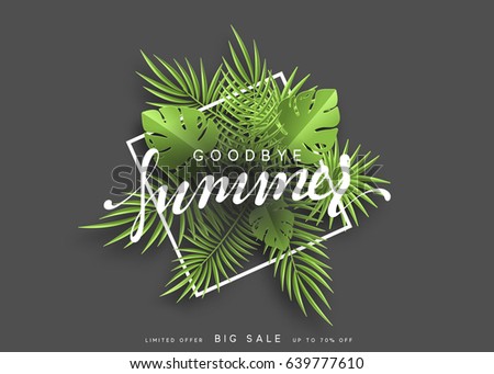 Goodbye Summer banner tropical background. Summer season vector illustration