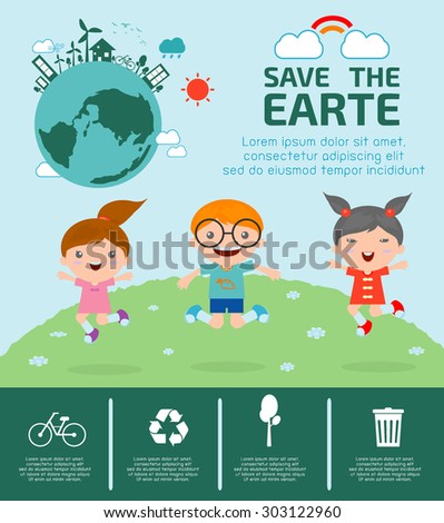 Kids Saving Earth Kids Saving World Stock Vector 303122960 - Shutterstock