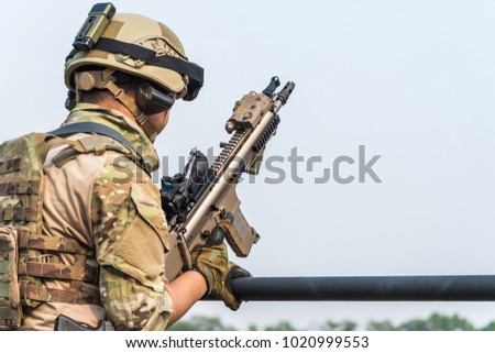 Infantry soldier of the elite special purpose unit surveillance
