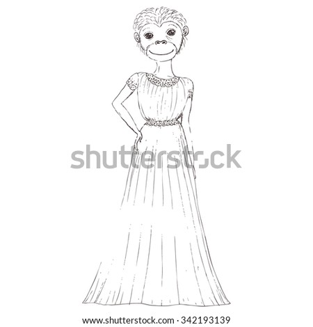 Monkey cartoon images black and white dress Monkey cartoon images black and white dress