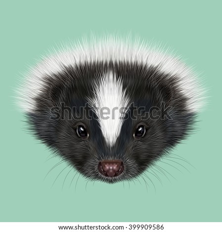 Illustrated Portrait Skunk Cute Face Striped Stock Illustration