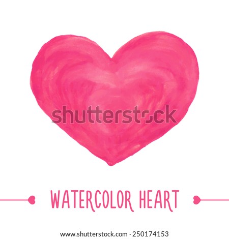 Watercolor hand drawn heart. Vector illustration