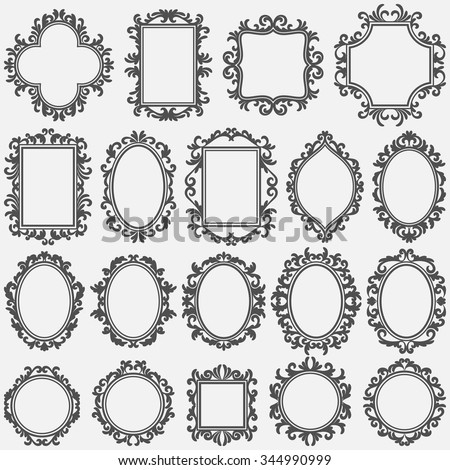 free oval border download vector Stock Design Frames Set Round Square Vector Vintage