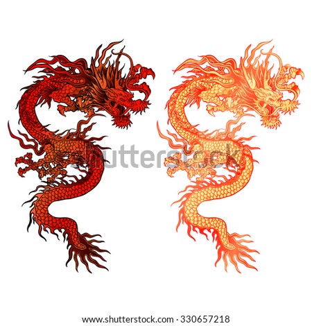 Black Red Tribal Dragon Tattoo Vector Stock Vector 324894083 - Shutterstock