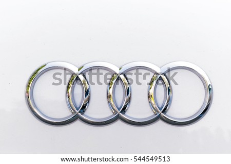 TURIN, ITALY - OCTOBER 4, 2016: Audi logo on a white car body