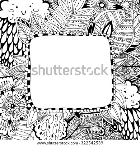 Download Handdrawn Floral Frame Coloring Coloring Children Stock Vector 322542539 - Shutterstock