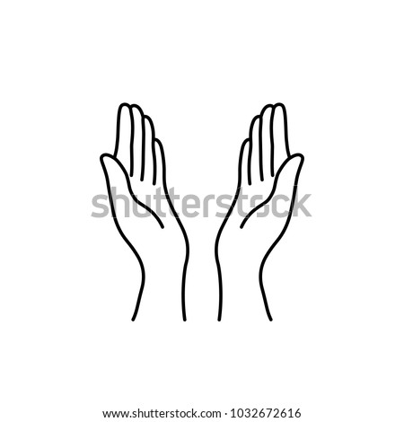 Thin Line Prayer Hands Black Icon Stock Vector 1032672616 - Shutterstock