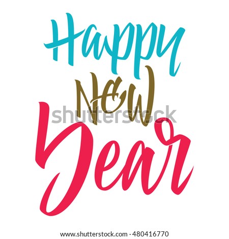 Happy New Year Calligraphy Lettering Illustration Stock Vector