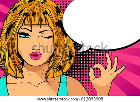 Pop Art Illustration Girl Speech Bubble Stock Illustration 276738836 ...