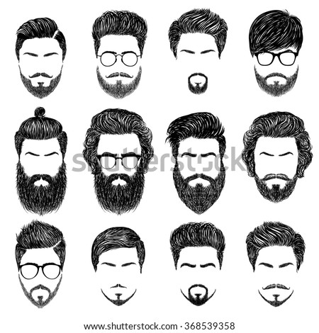 Set Mens Hairstyles Beards Mustachesgentlmen Haircuts 