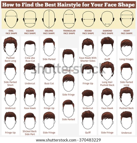 Set Mens Hairstyles Different Types Faces Stock Vector 