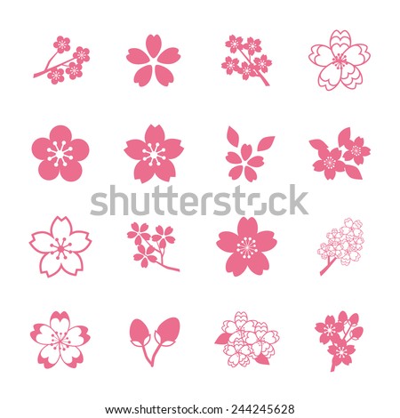 Cherry blossom icon set
