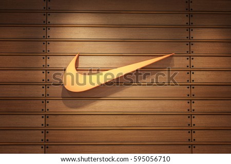 Nakhonratchasrima,Thailand, MAR 04, 2017: Nike logo. Nike is a global sports clothes and running at Nike stores are located all over the world