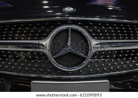 Nakhonratchasrima,Thailand, April 01, 2017:Mercedes Benz logo close up. Mercedes-Benz is a German automobile manufacturer.