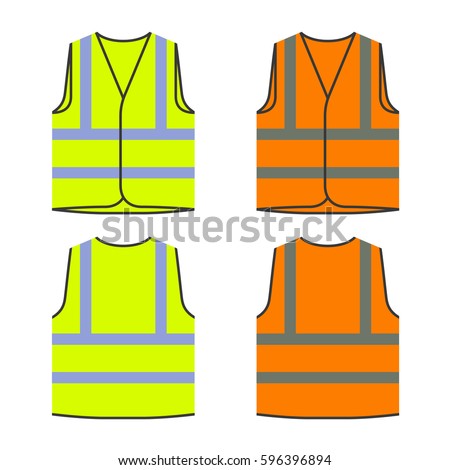 reflective safety vest yellow orange vector