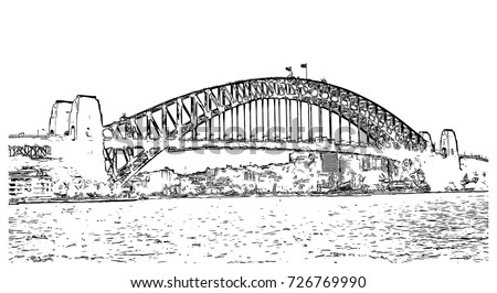 Sketch Sydney Harbour Bridge Australia Vector Stock Vector 726769990 ...