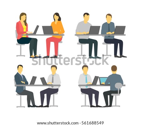Two Workers Table Business People Set Stock Vector 561688549 ... Two Workers Table Business People Set Stock Vector 561688549 ...