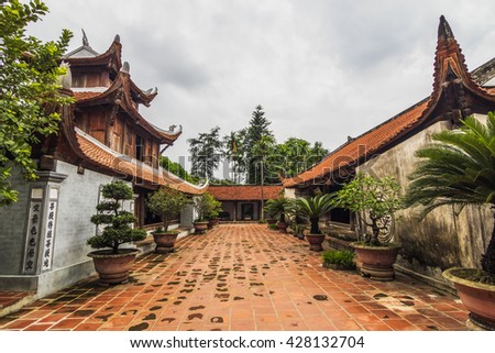 BAC NINH, VIETNAM - JULY 25, 2015 - But Thap pagoda, a grandiose architecture representing high spiritual values of human life