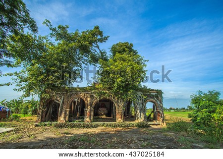 GO CONG, VIETNAM - AUGUST 30, 2015 - Go Tao temple, a ancient temple at Tan Thanh, Go Cong, Tien Giang province, Vietnam