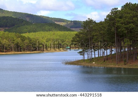 DA LAT, VIETNAM - JAN 04, 2015 - A corner of Tuyen Lam lake, Da Lat, Lam Dong