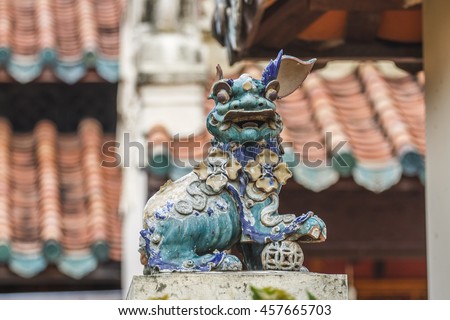 KIEN GIANG, VIETNAM - JULY 08, 2016 - A stone statue at Mac Cuu tomb, located at the foot of Binh San Mountain in Binh San Ward of Ha Tien Town, is highly recommended for who travel to the Kien Giang