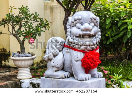 KIEN GIANG, VIETNAM - JULY 08, 2016 - A stone statue at Mac Cuu tomb, located at the foot of Binh San Mountain in Binh San Ward of Ha Tien Town, is highly recommended for who travel to the Kien Giang