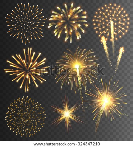 Festive Golden Firework Salute Burst on Transparent Background