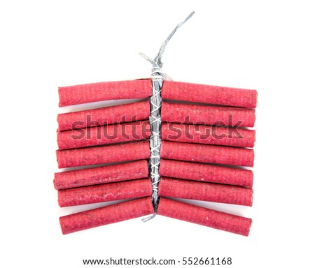 Red Firecrackers on white background.Firecrackers isolated