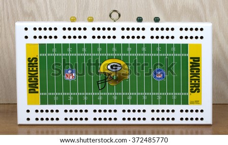 RIVER FALLSWISCONSIN FEBRUARY 052016 A Green Bay Packers Cribbage Board RIVER FALLSWISCONSIN FEBRUARY 052016 A Green Bay Packers Cribbage Board